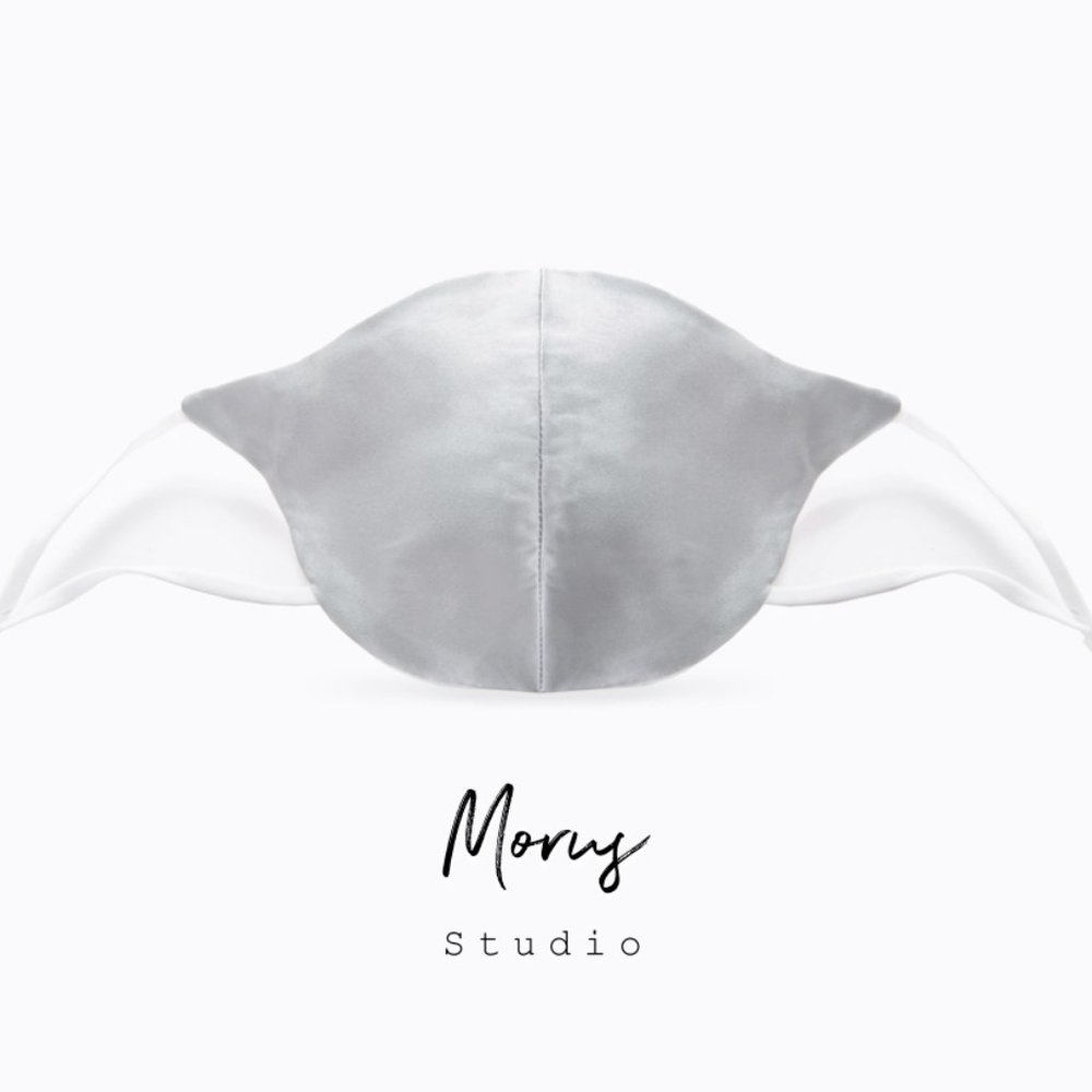 100% Mulberry Silk Face Mask, Washable, Silver
